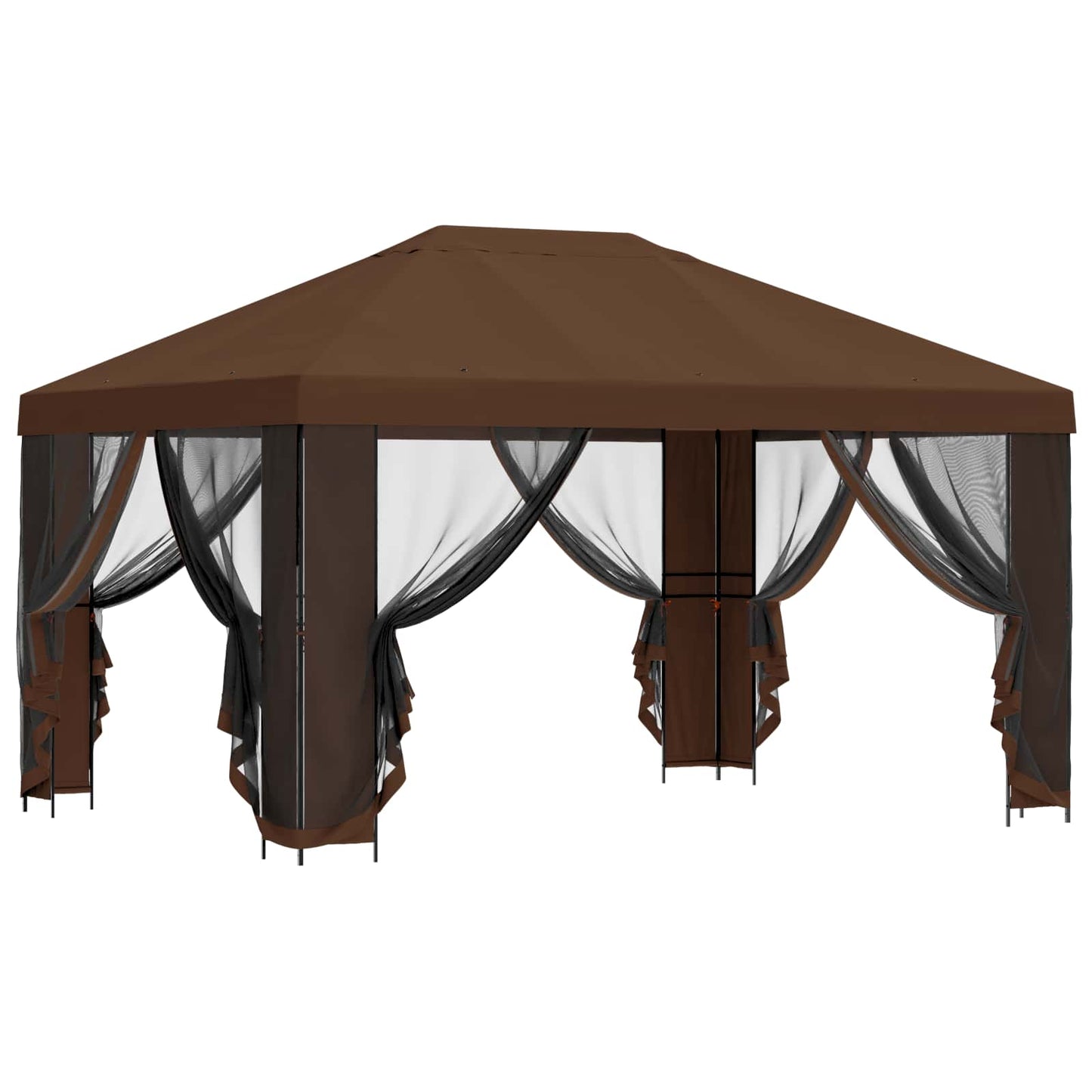 Garten Pavillon mit Seitenwänden 4 x 3 m Braun