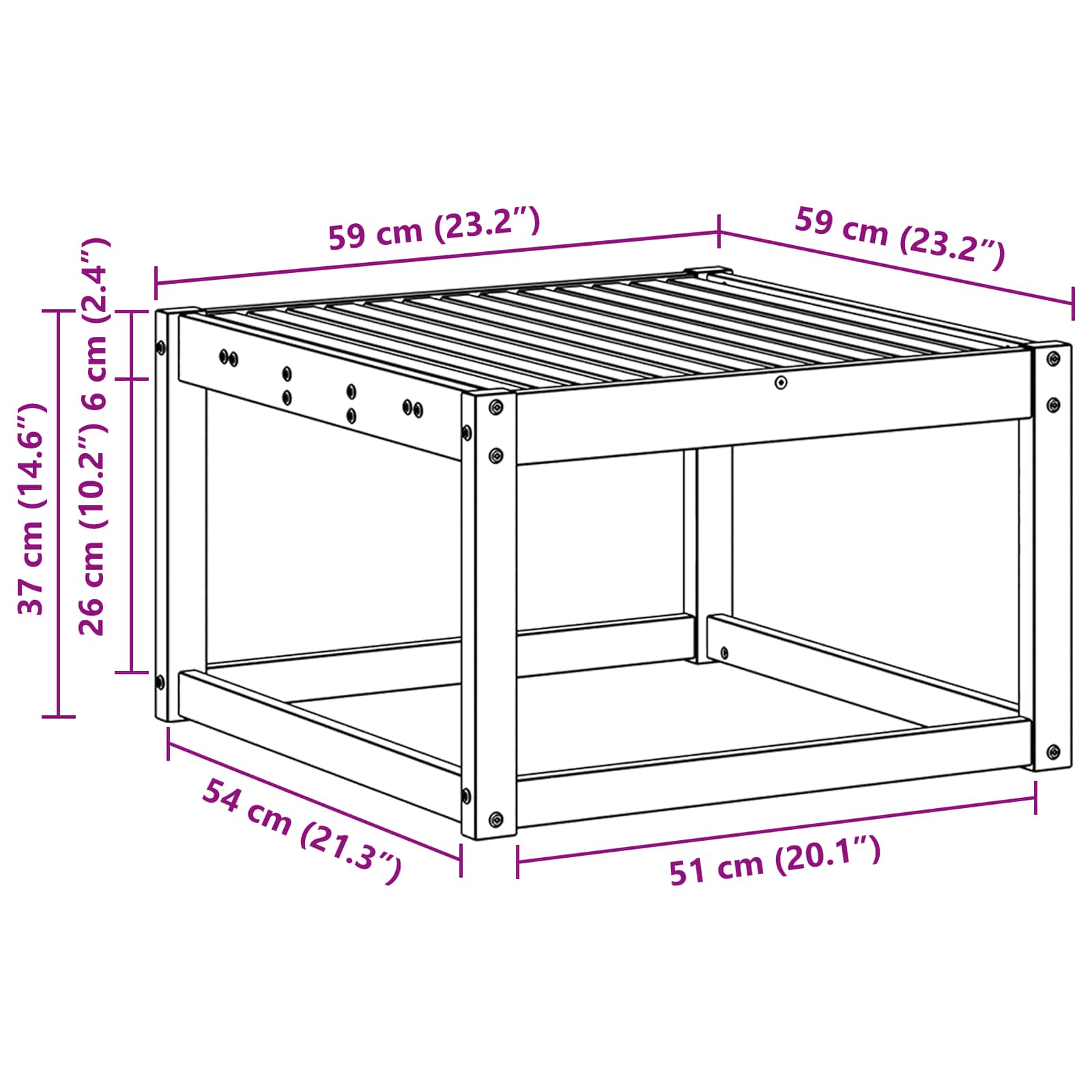 Tisch für Outdoor Massivholz Akazie Natur 59 x 59 x 37 cm