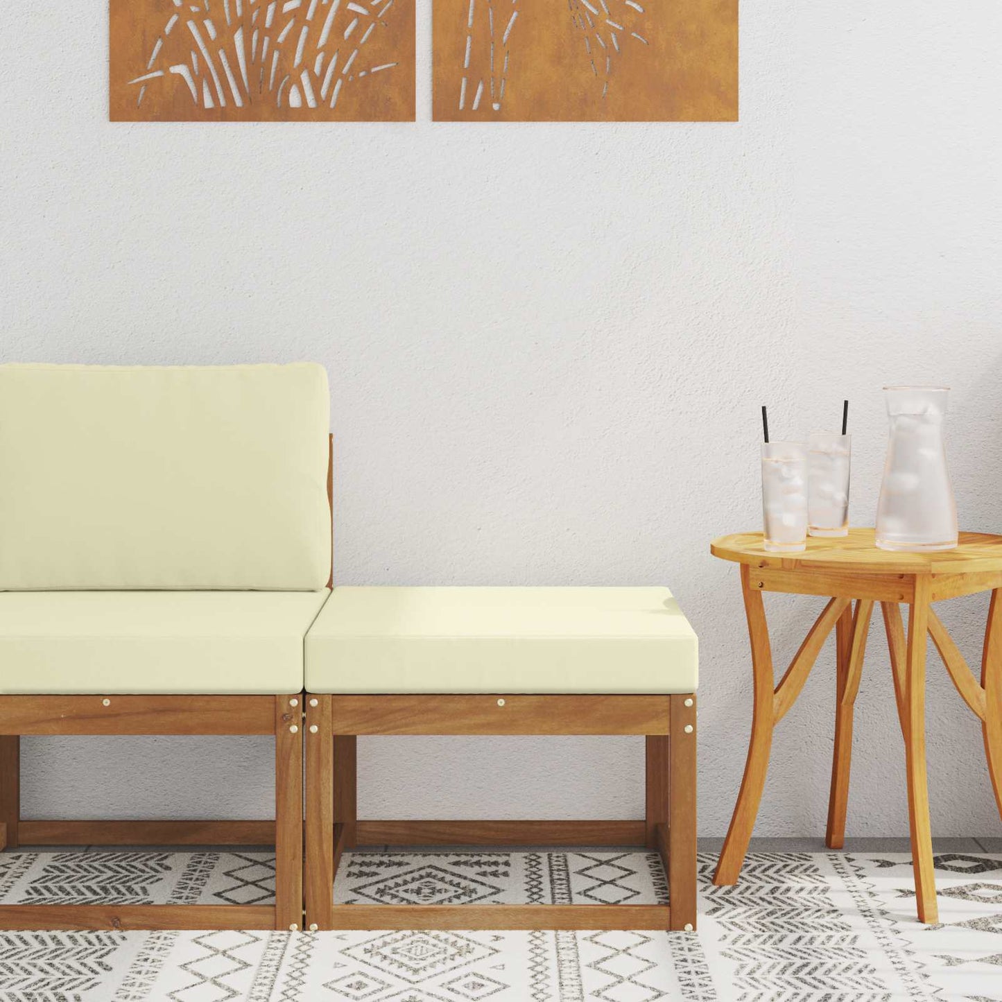 Outdoor-Fußhocker Massivholz Akazie Natur