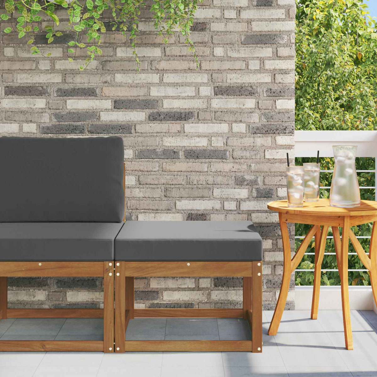Outdoor-Fußhocker Massivholz Akazie Natur
