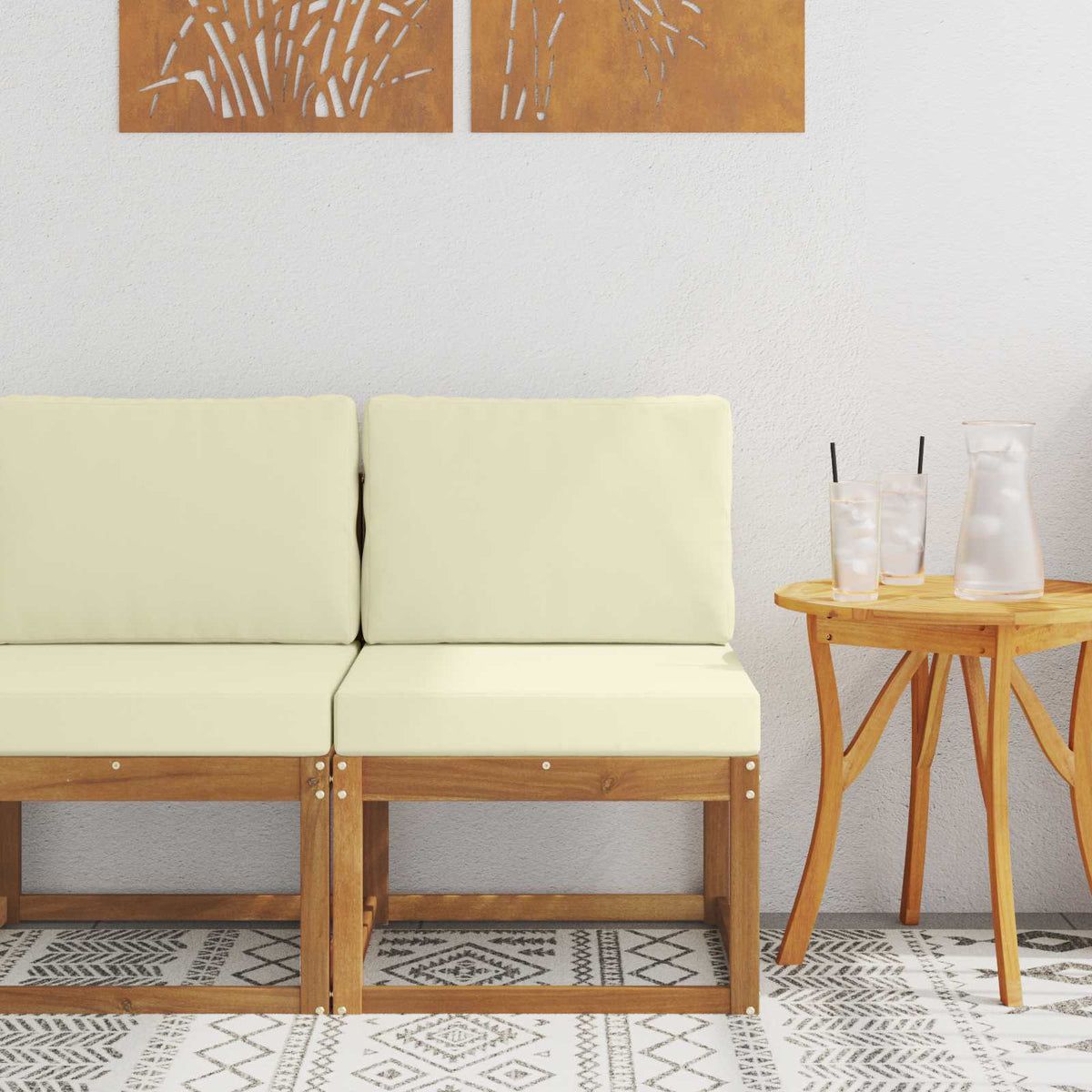Outdoor Mittelsofa Massivholz Akazie