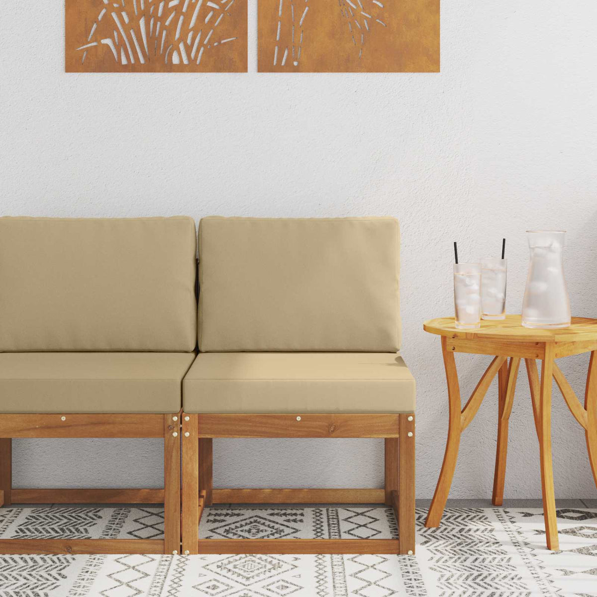 Outdoor Mittelsofa Massivholz Akazie