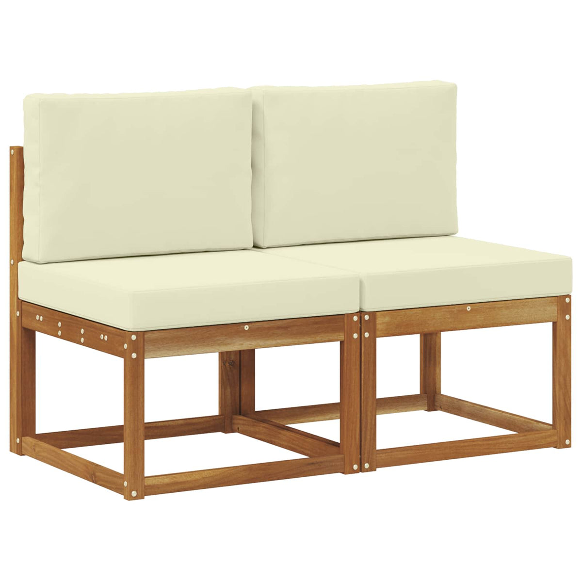 2 Stück Outdoor Mittelsofa Massivholz Akazie