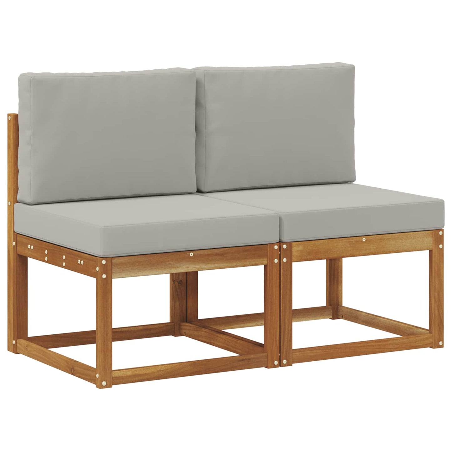 2 Stück Outdoor Mittelsofa Massivholz Akazie Natur