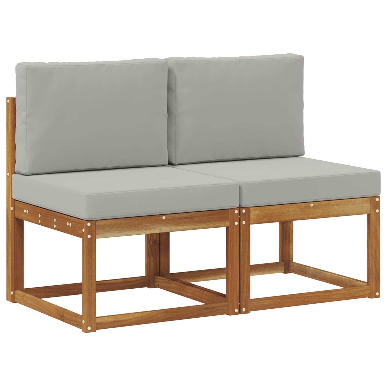 2 Stück Outdoor Mittelsofa Massivholz Akazie Natur