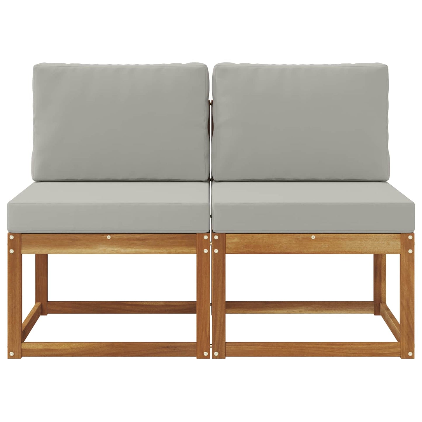 2 Stück Outdoor Mittelsofa Massivholz Akazie Natur