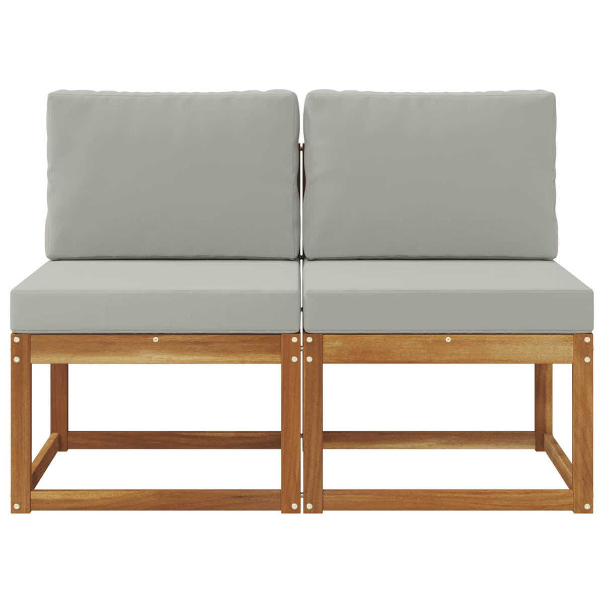 2 Stück Outdoor Mittelsofa Massivholz Akazie Natur