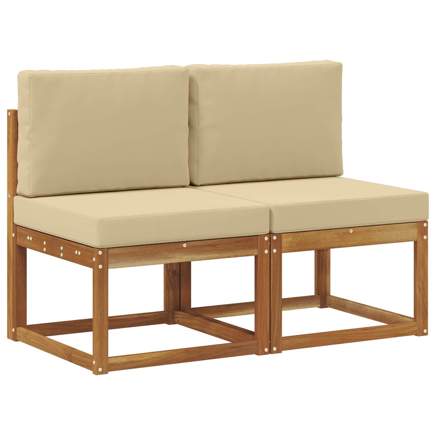 2 Stück Outdoor Mittelsofa Massivholz Akazie Natur