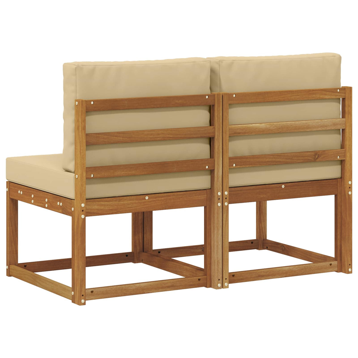 2 Stück Outdoor Mittelsofa Massivholz Akazie Natur