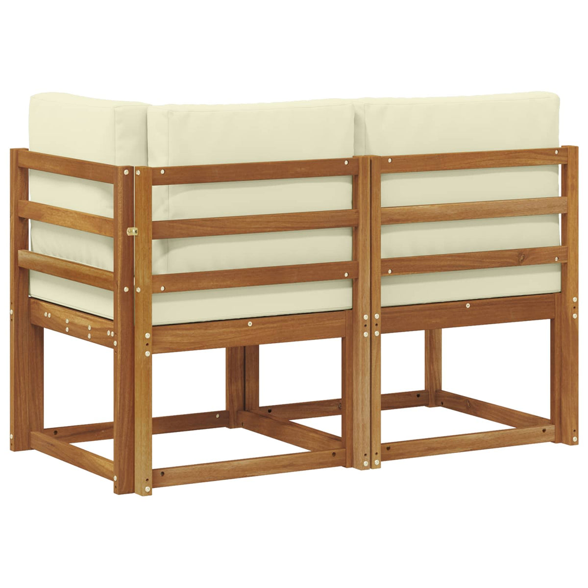 Outdoor Mittel- und Ecksofa mit Kissen 2 Stück Natur und Creme