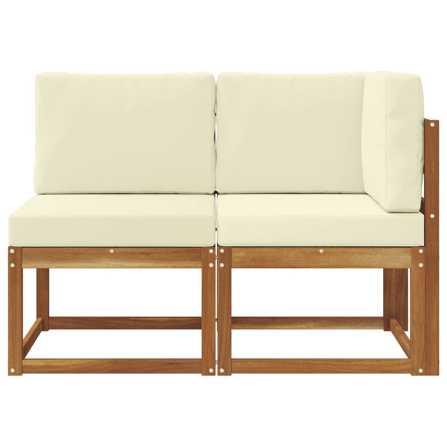Outdoor Mittel- und Ecksofa mit Kissen 2 Stück Natur und Creme