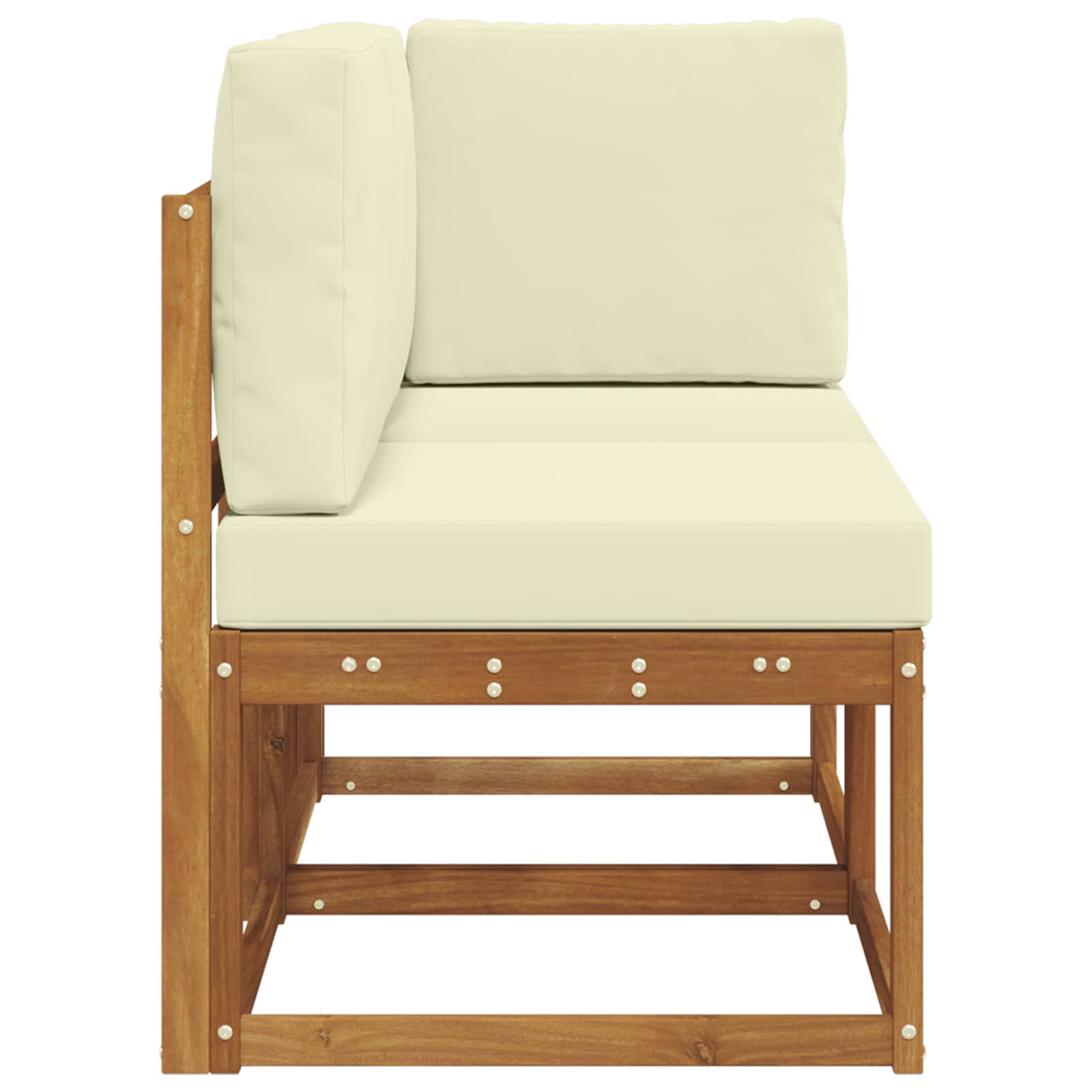 Outdoor Mittel- und Ecksofa mit Kissen 2 Stück Natur und Creme