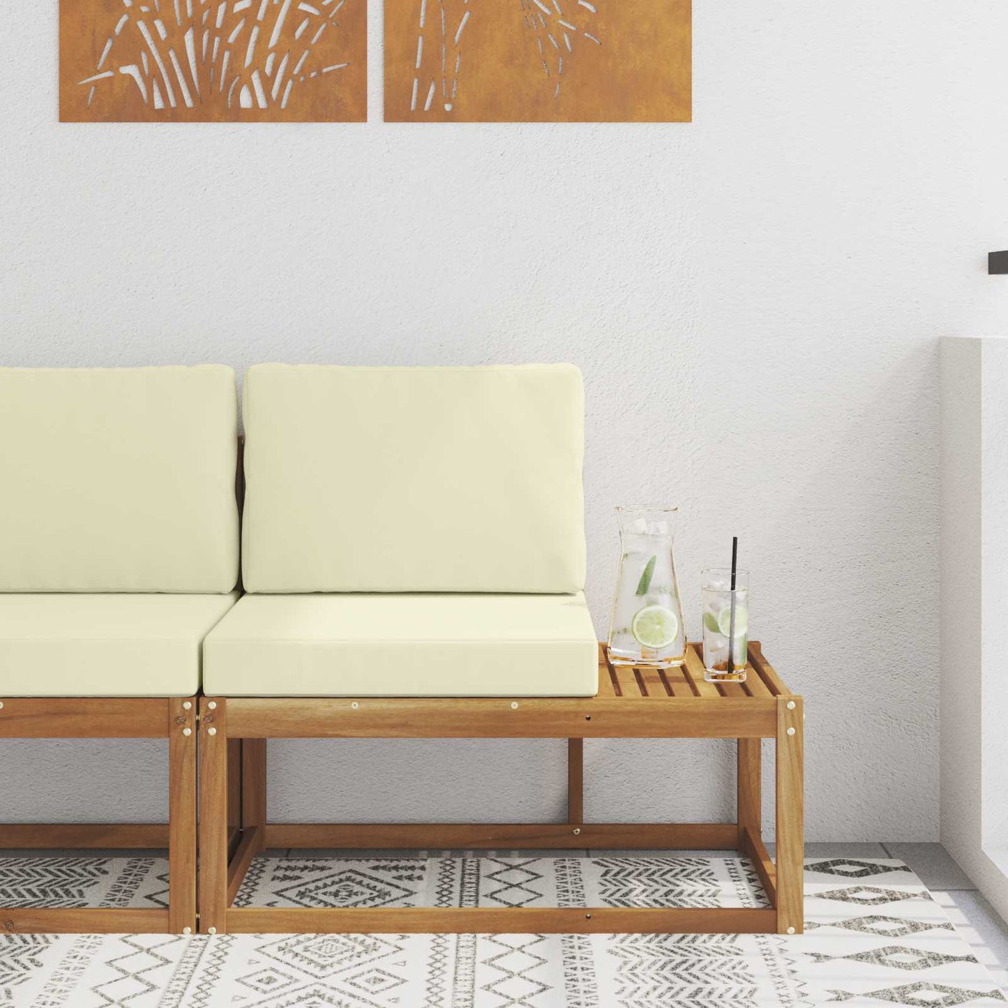 Outdoor End Sofa Natur 91 x 63 x 73 cm Massivholz Akazie