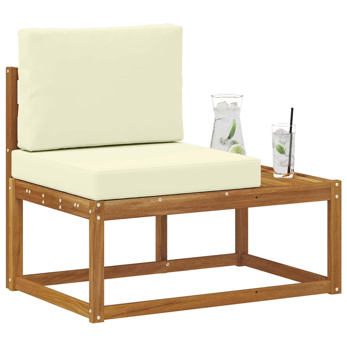 Outdoor End Sofa Natur 91 x 63 x 73 cm Massivholz Akazie