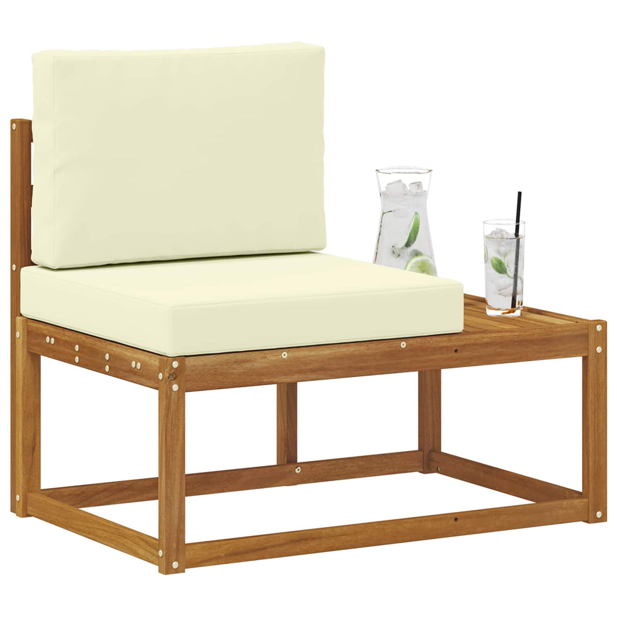 Outdoor End Sofa Natur 91 x 63 x 73 cm Massivholz Akazie