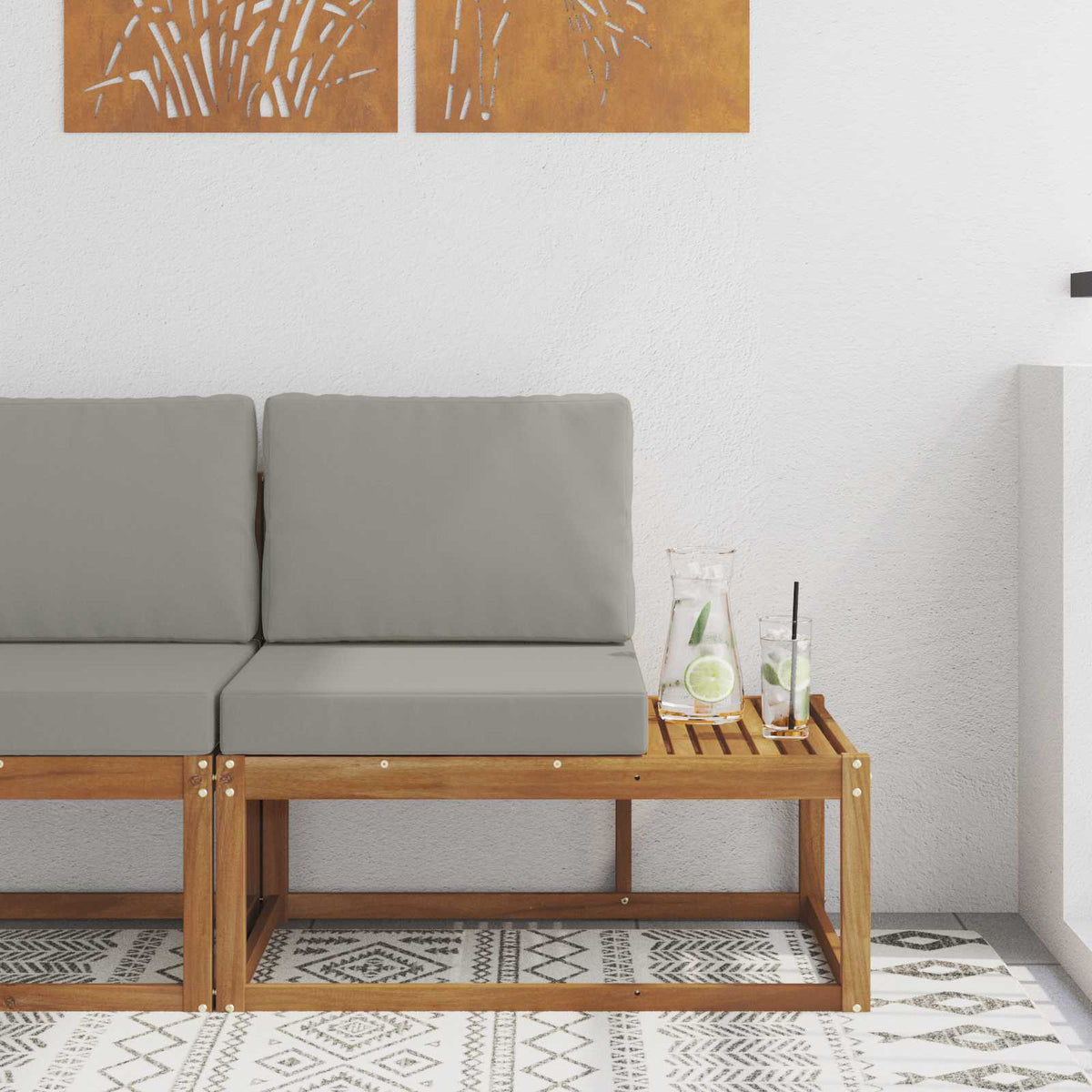 Outdoor End Sofa Natur 91 x 63 x 73 cm Massivholz Akazie