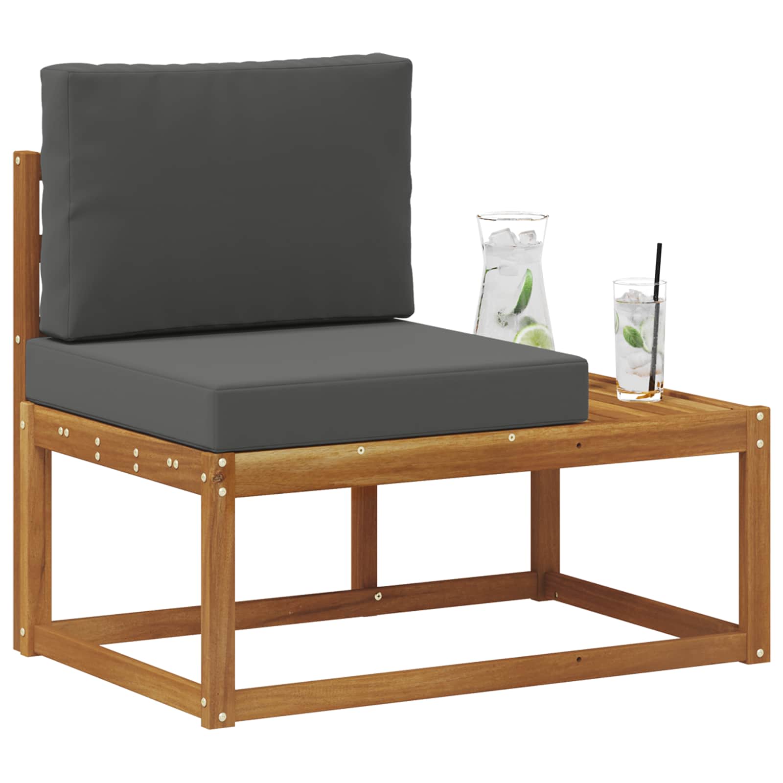 Outdoor End Sofa mit Kissen Natur und Anthrazit 91 x 63 x 73 cm