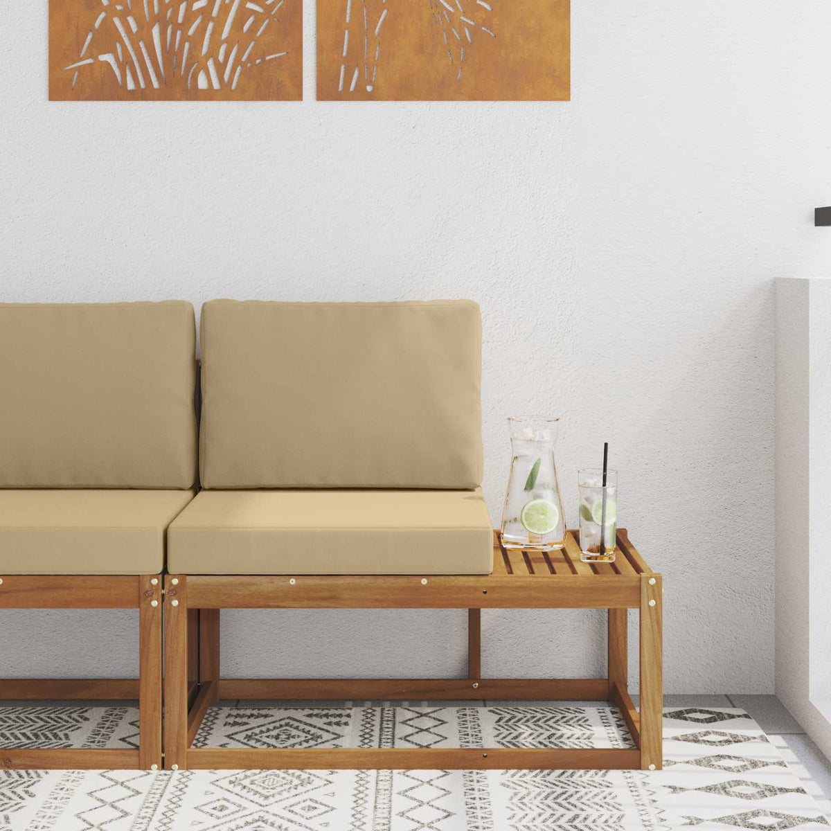 Outdoor End Sofa Natur 91 x 63 x 73 cm Massivholz Akazie