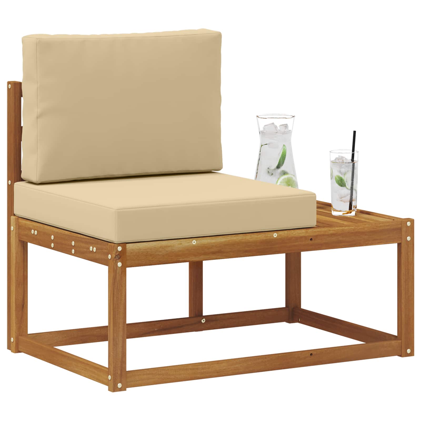 Outdoor End Sofa Natur 91 x 63 x 73 cm Massivholz Akazie