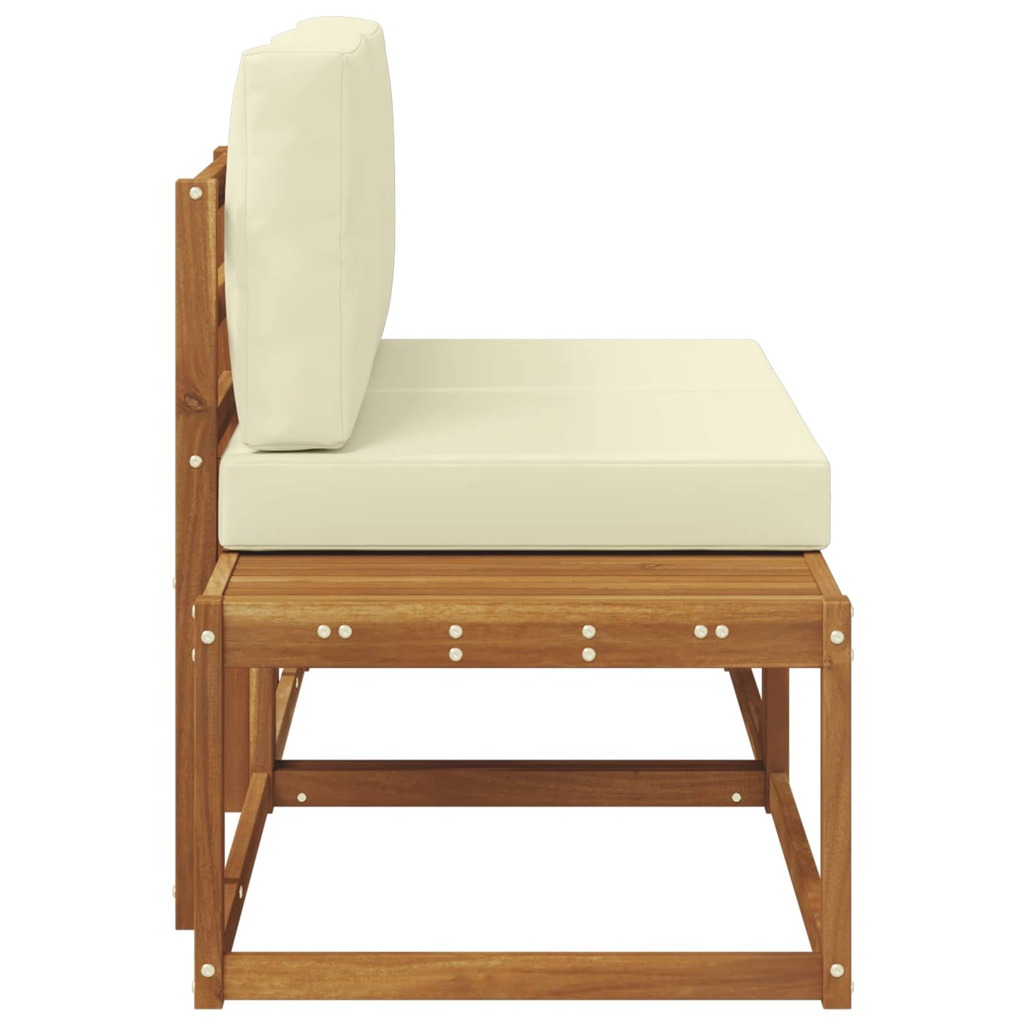 Outdoor End Sofa 2 Stück Natur und Creme Massivholz Akazie