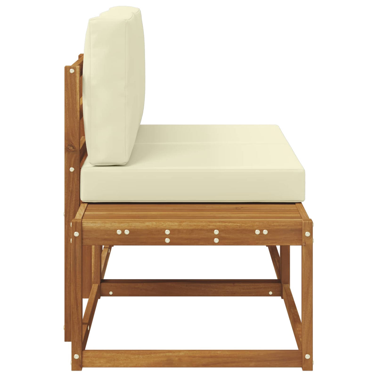 Outdoor End Sofa 2 Stück Natur und Creme Massivholz Akazie