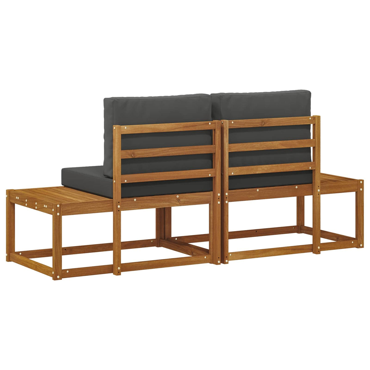 Outdoor End Sofa 2 Stück Natur und Anthrazit Massivholz Akazie