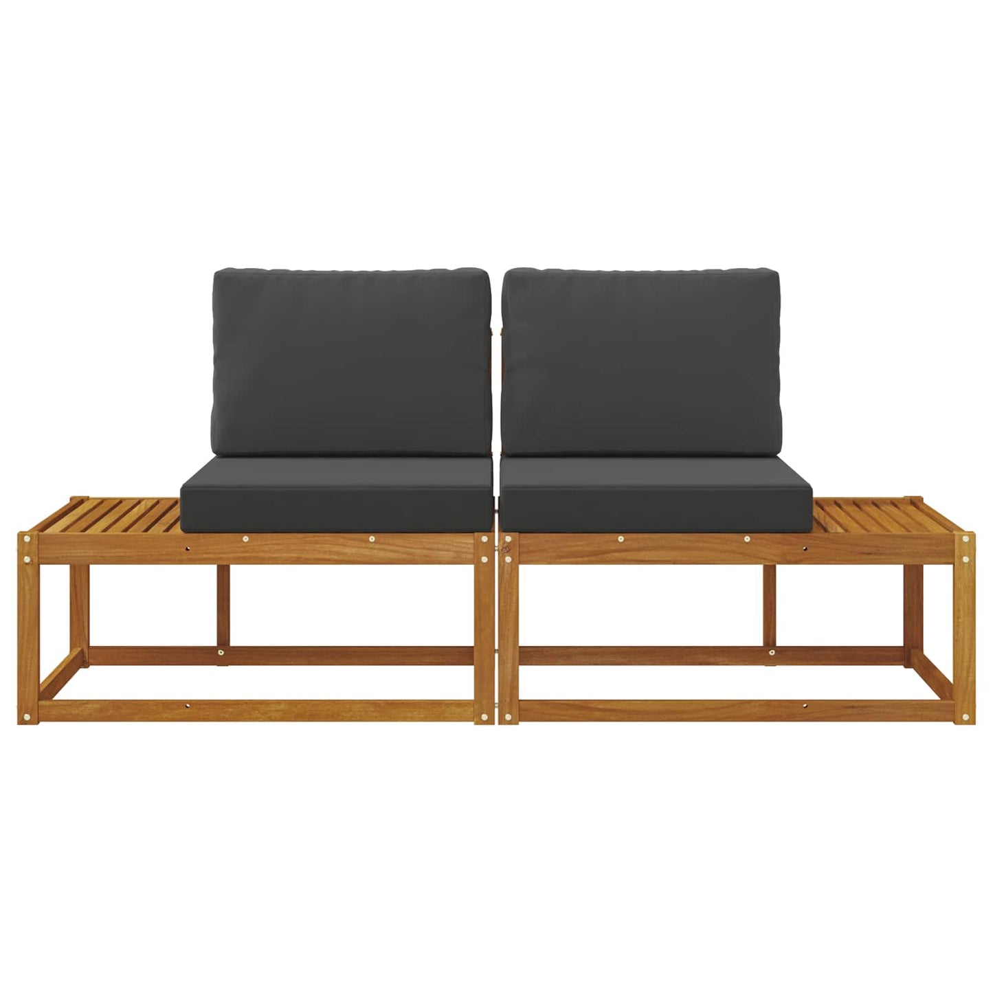 Outdoor End Sofa 2 Stück Natur und Anthrazit Massivholz Akazie