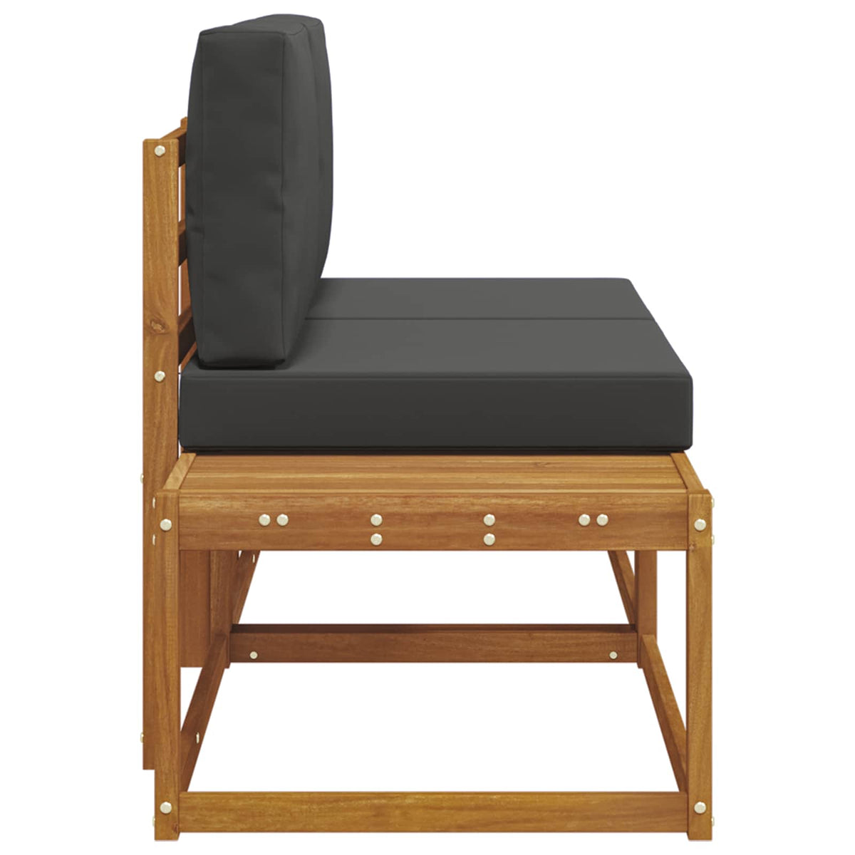 Outdoor End Sofa 2 Stück Natur und Anthrazit Massivholz Akazie