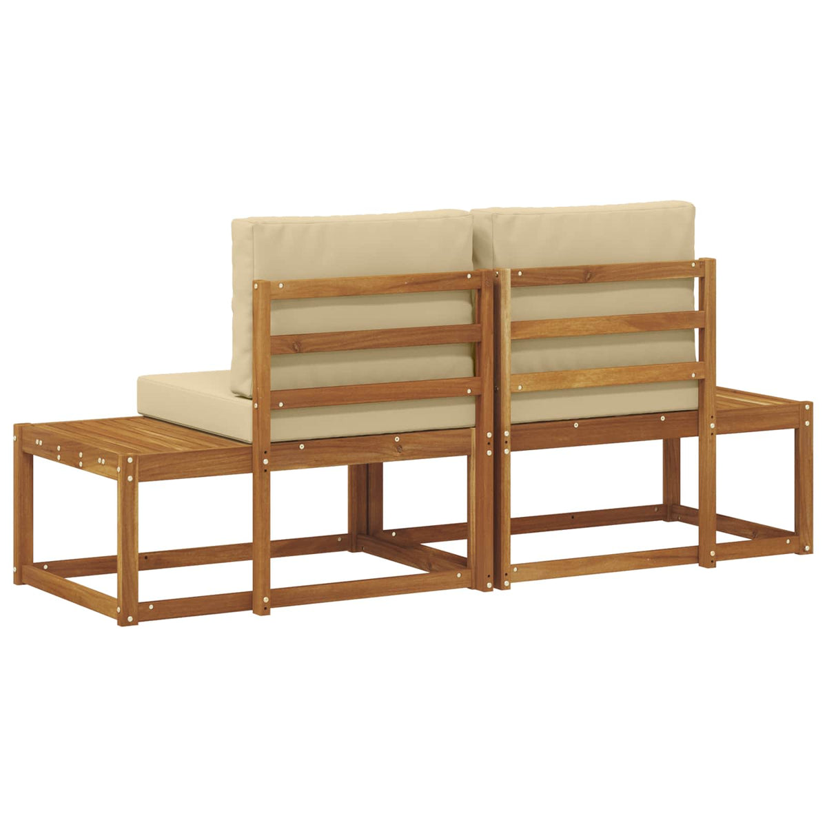 Outdoor End Sofa 2 Stück Natur und Beige Massivholz Akazie
