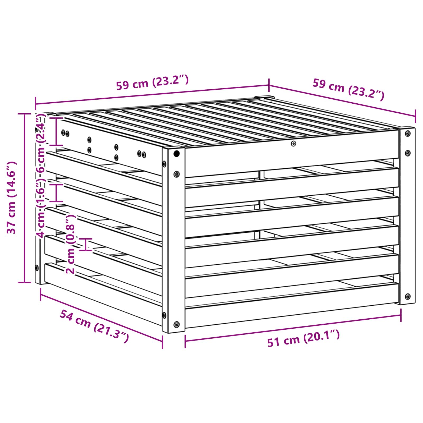 Tisch für Outdoor Massivholz Akazie Natur 59 x 59 x 37 cm