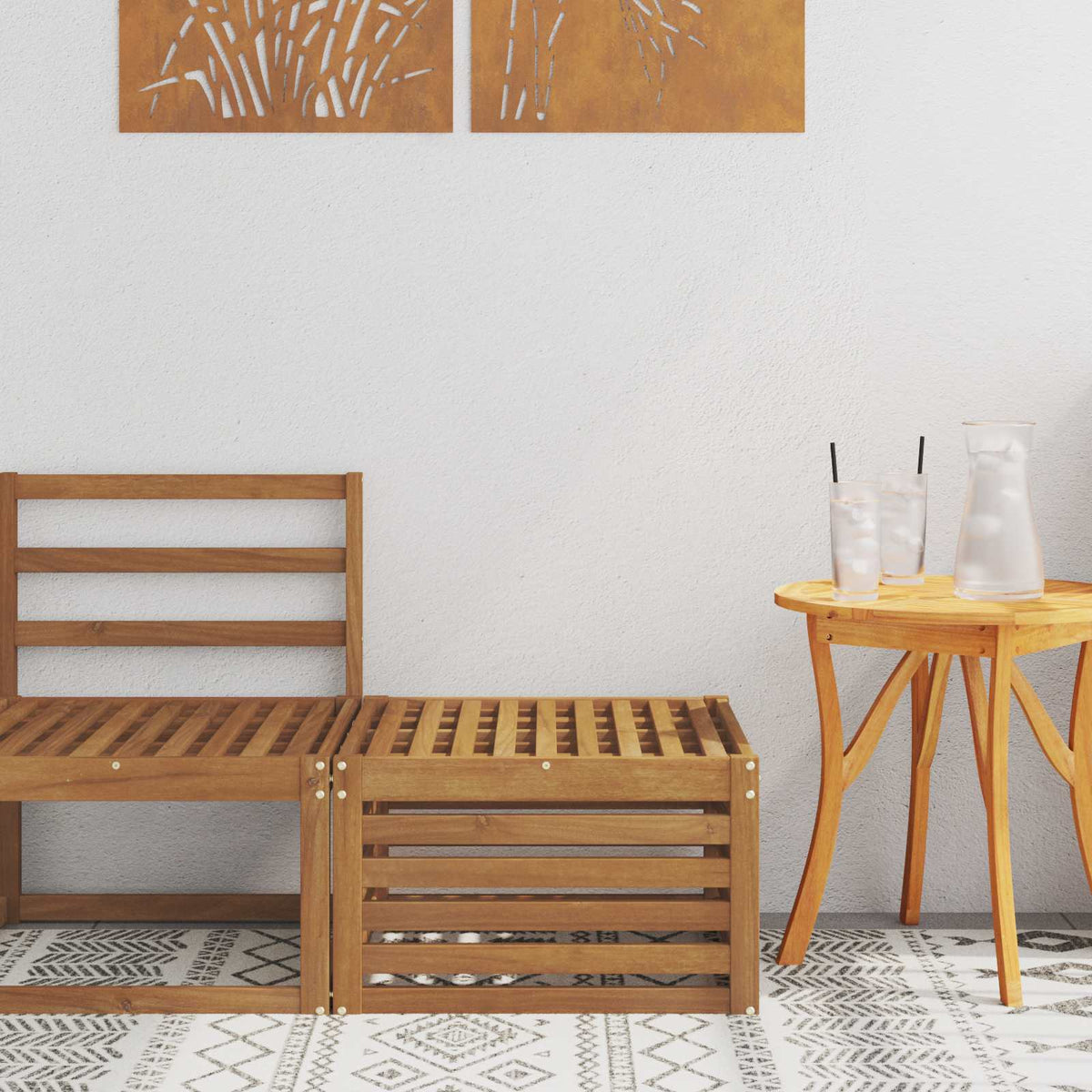 Outdoor-Fußhocker Massivholz Akazie Natur 59 x 59 x 37 cm