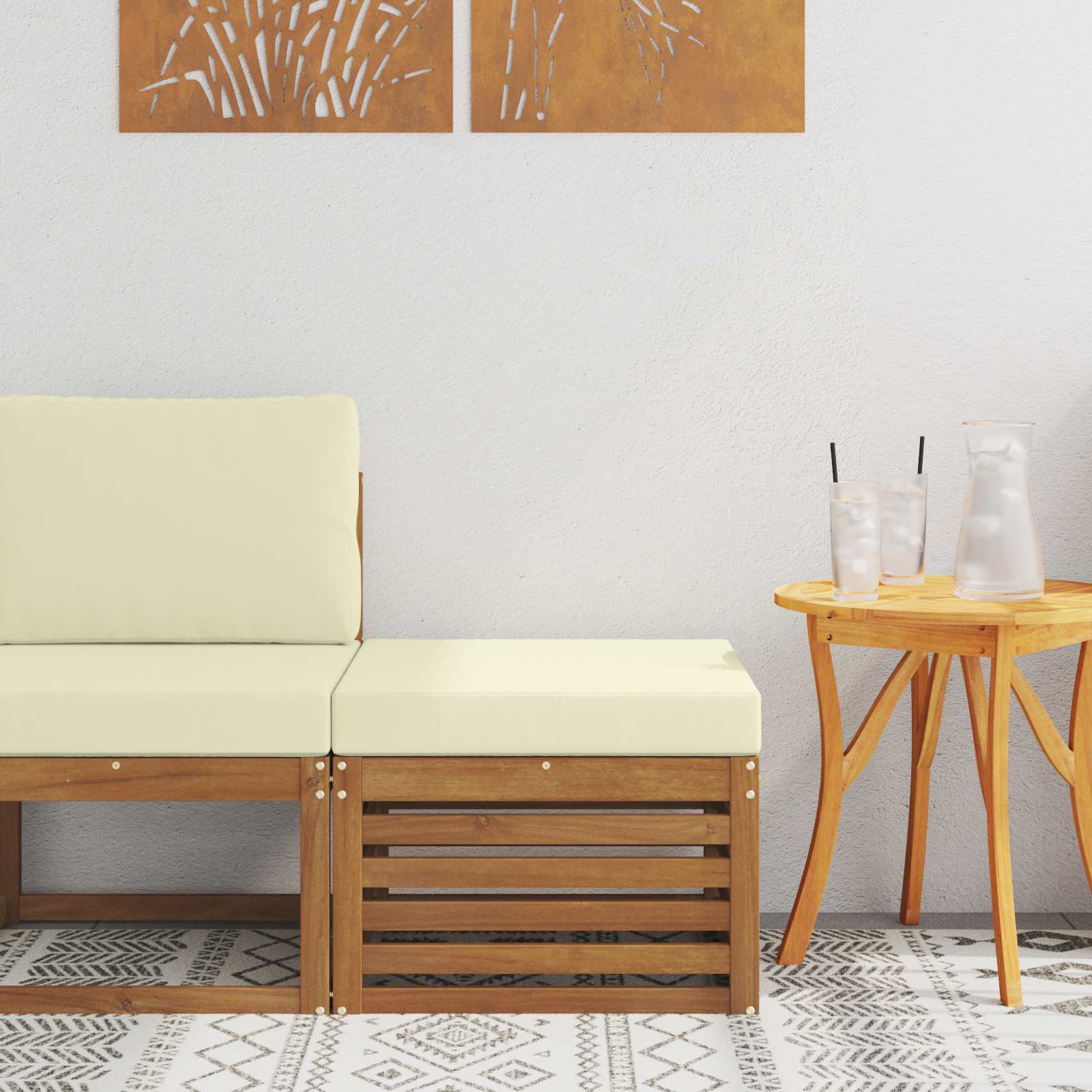Outdoor-Fußhocker Massivholz Akazie Natur