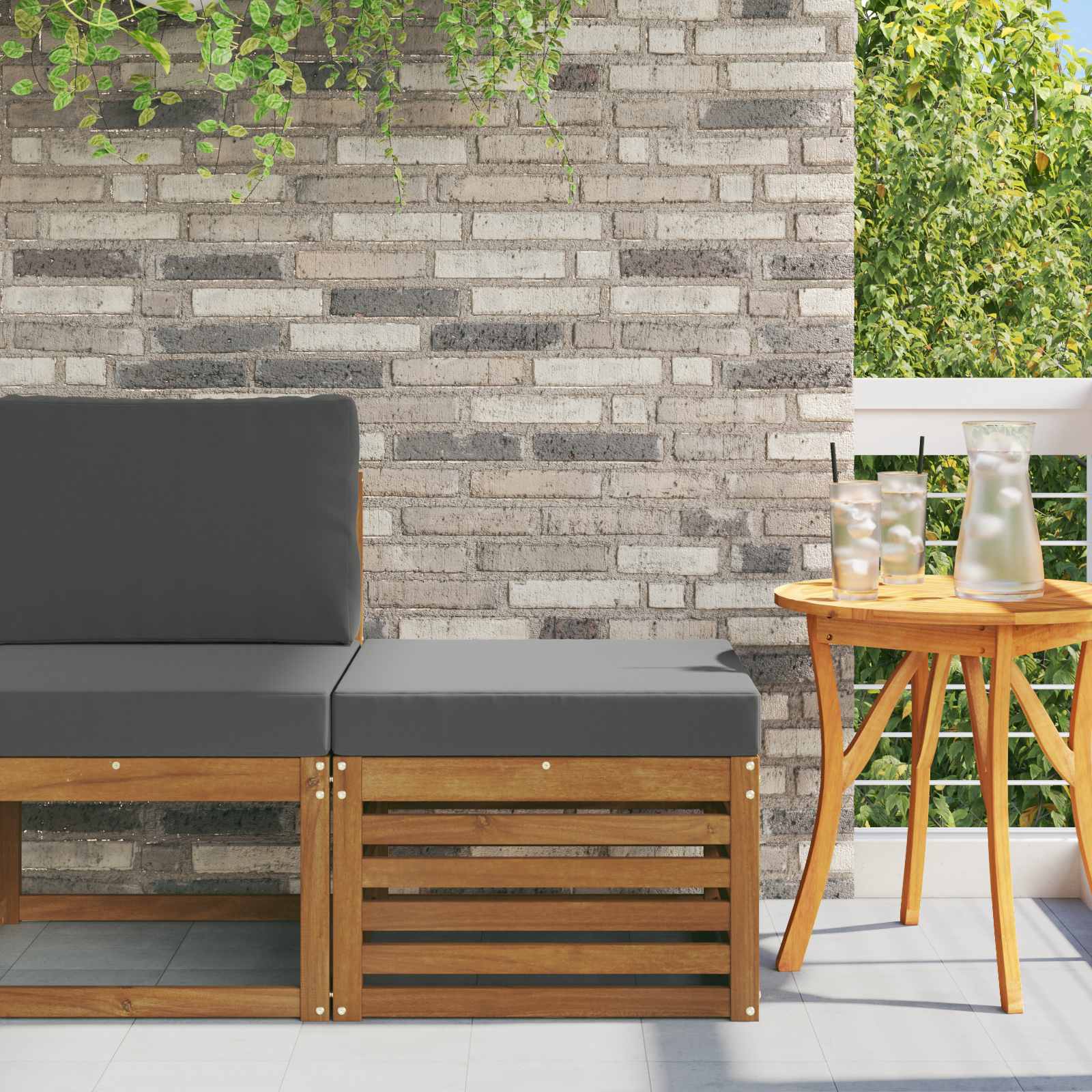 Outdoor-Fußhocker Massivholz Akazie Natur