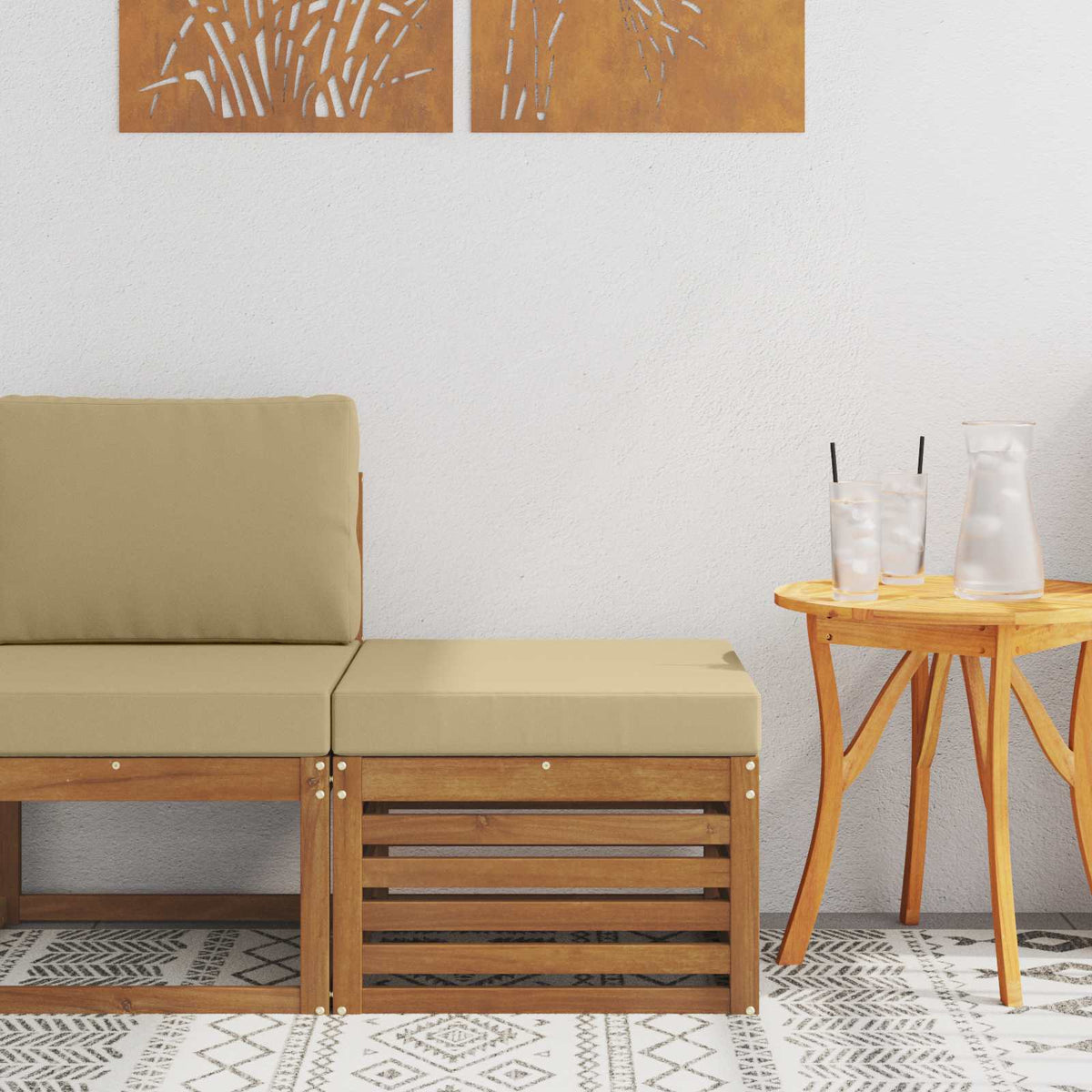 Outdoor-Fußhocker Massivholz Akazie Natur