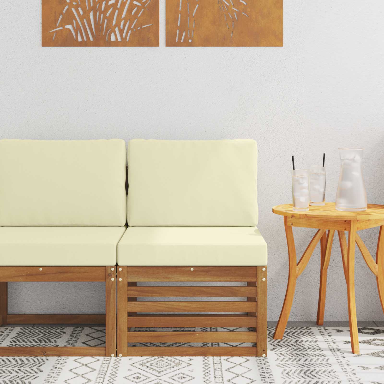 Outdoor Mittelsofa Massivholz Akazie Natur