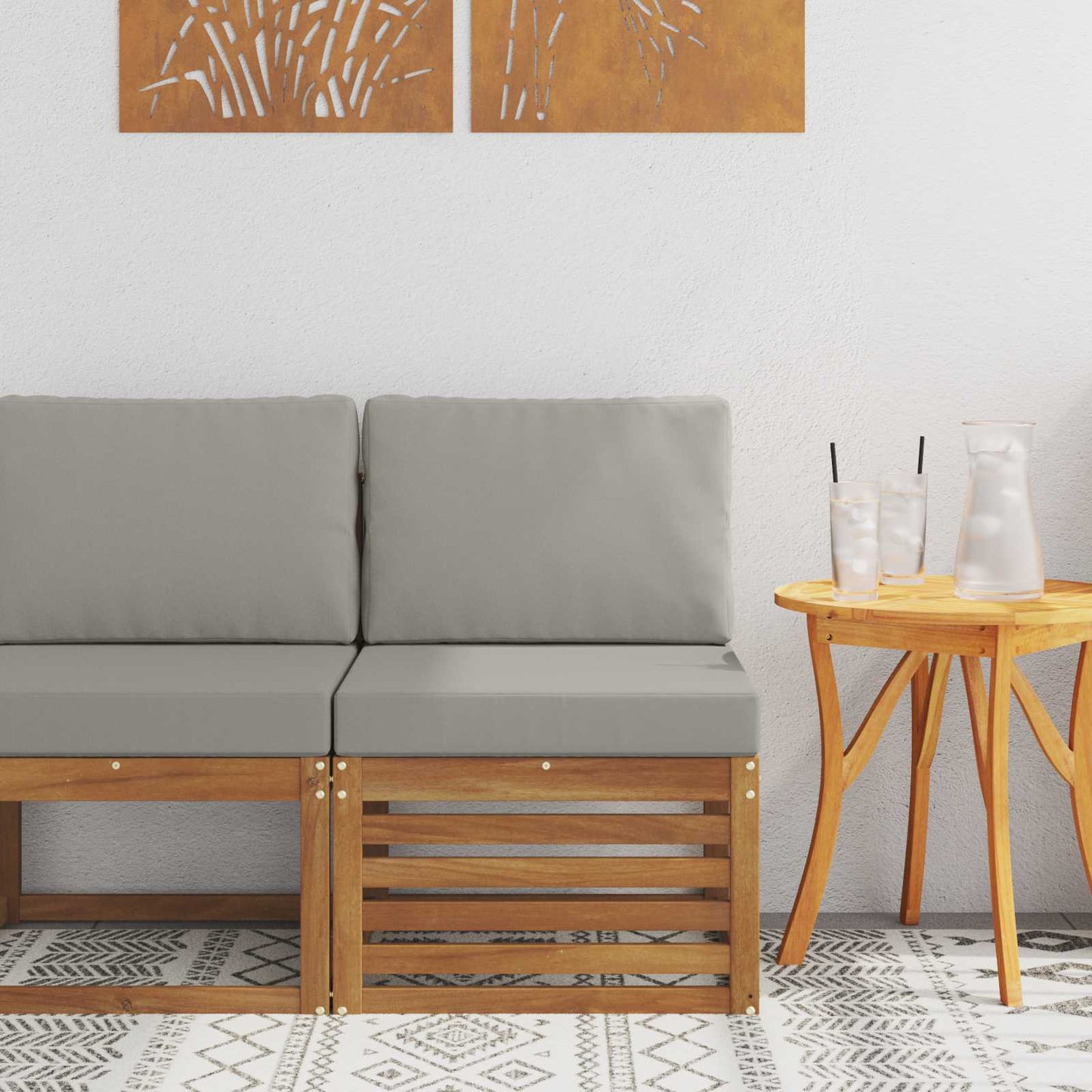 Outdoor Mittelsofa Massivholz Akazie Natur