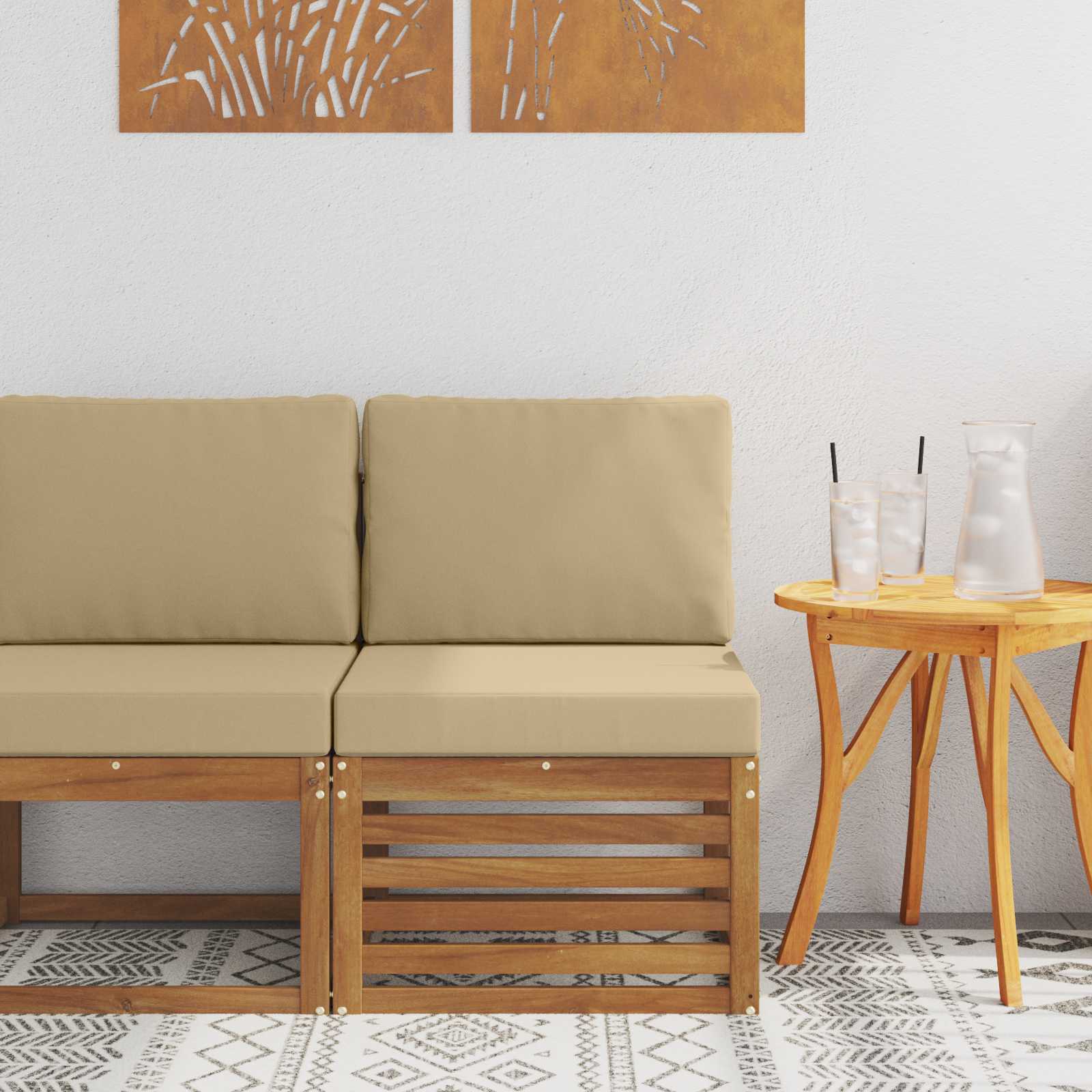 Outdoor Mittelsofa Massivholz Akazie Natur