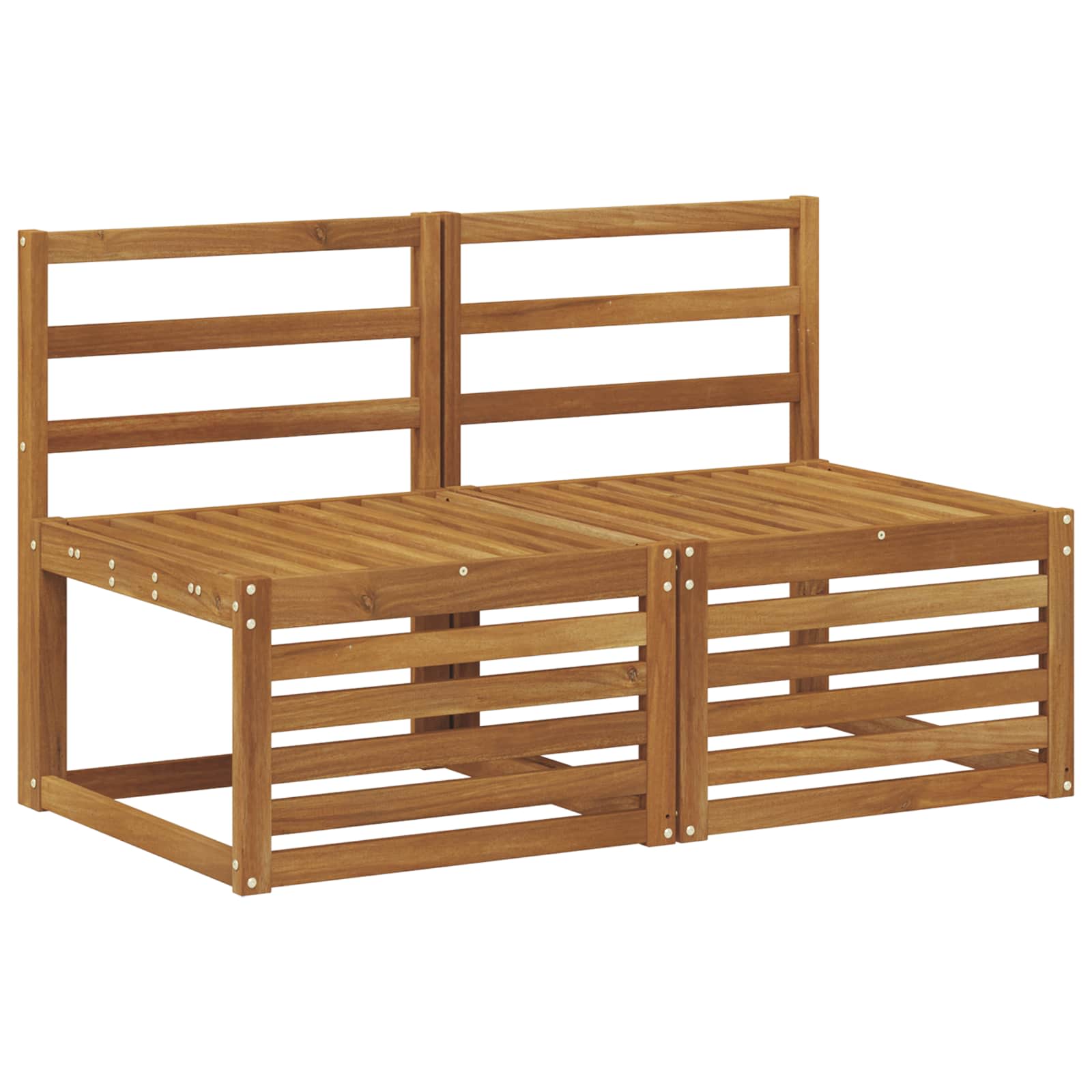 2 Stück Outdoor Mittelsofa Massivholz Akazie Natur
