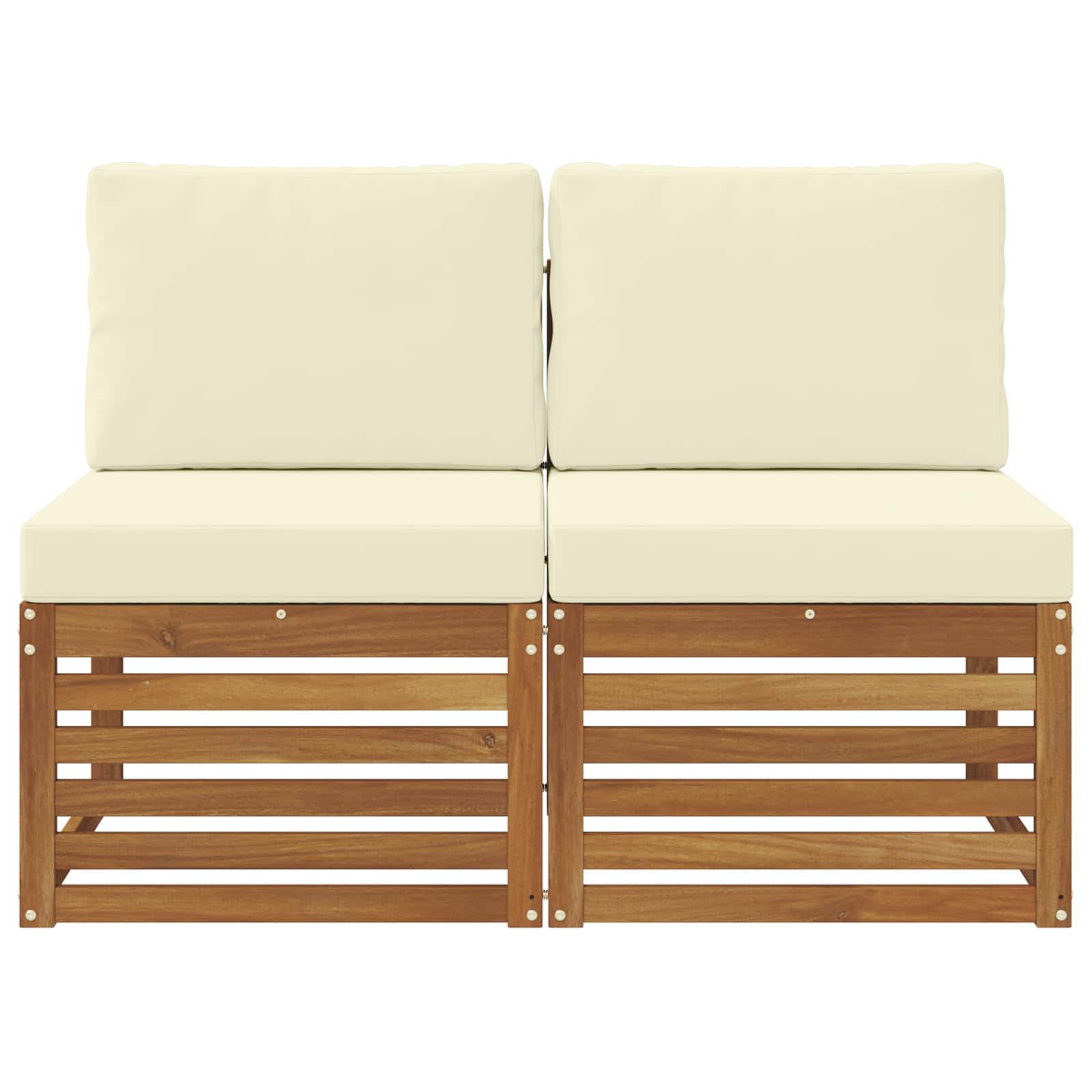 2 Stück Outdoor Mittelsofa Massivholz Akazie Natur