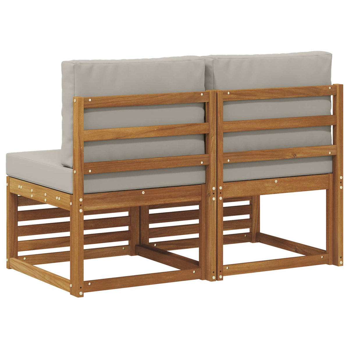 2 Stück Outdoor Mittelsofa Massivholz Akazie Natur