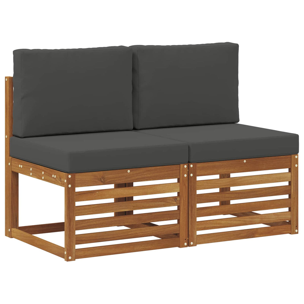 2 Stück Outdoor Mittelsofa Massivholz Akazie Natur