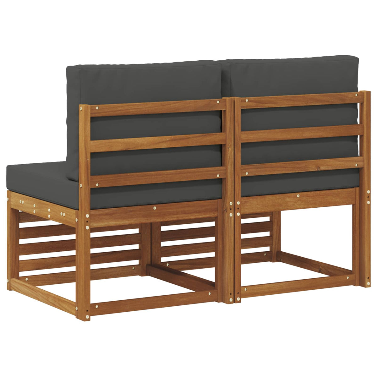 2 Stück Outdoor Mittelsofa Massivholz Akazie Natur