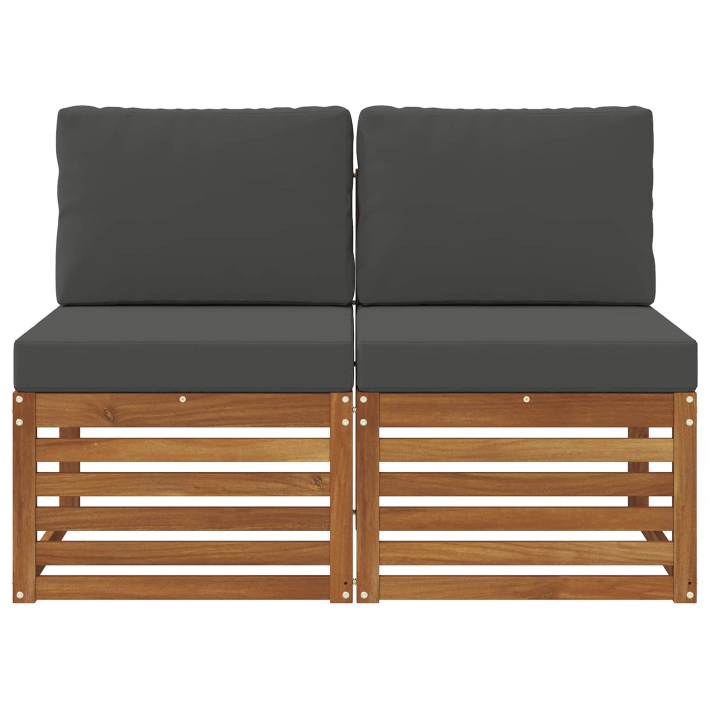 2 Stück Outdoor Mittelsofa Massivholz Akazie Natur
