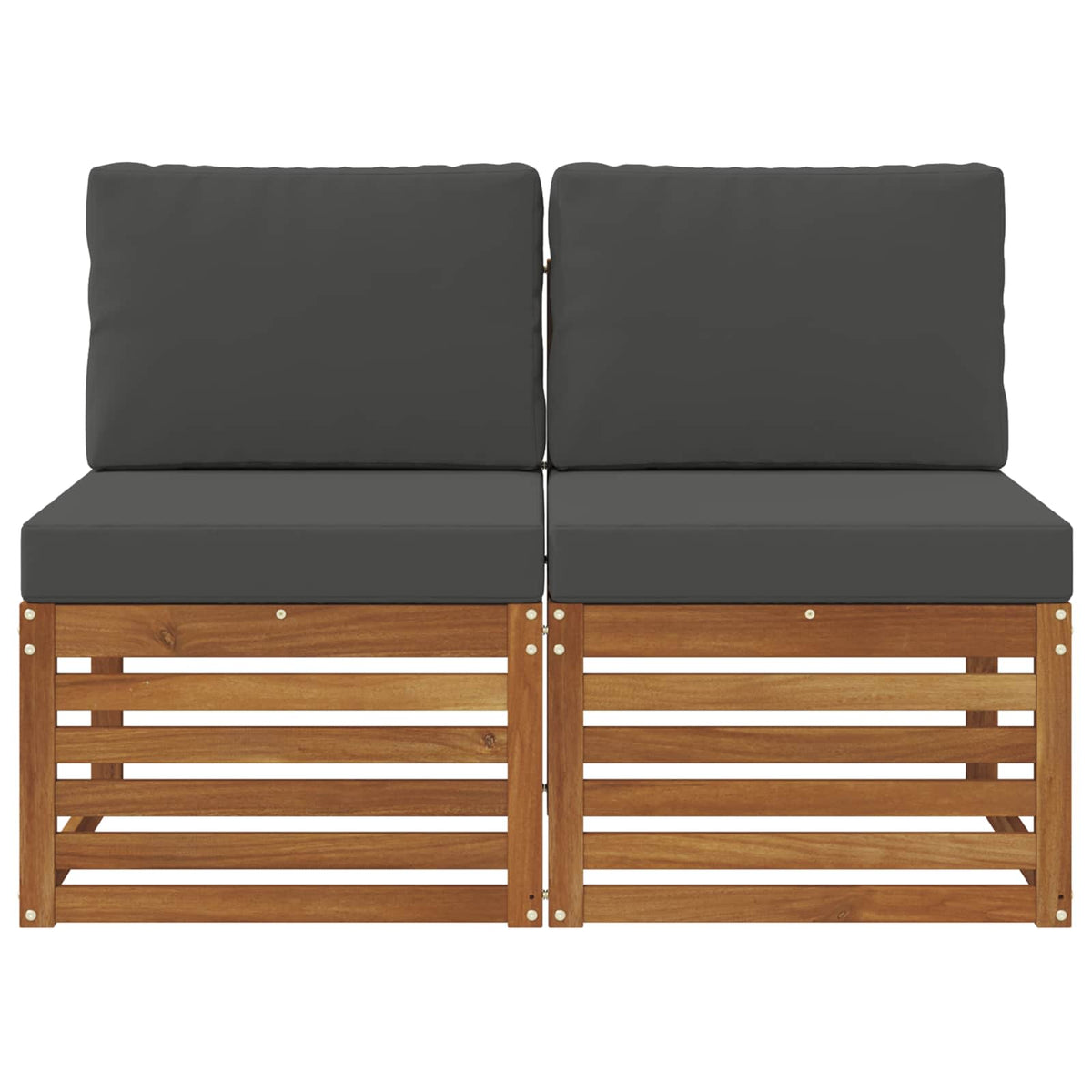 2 Stück Outdoor Mittelsofa Massivholz Akazie Natur