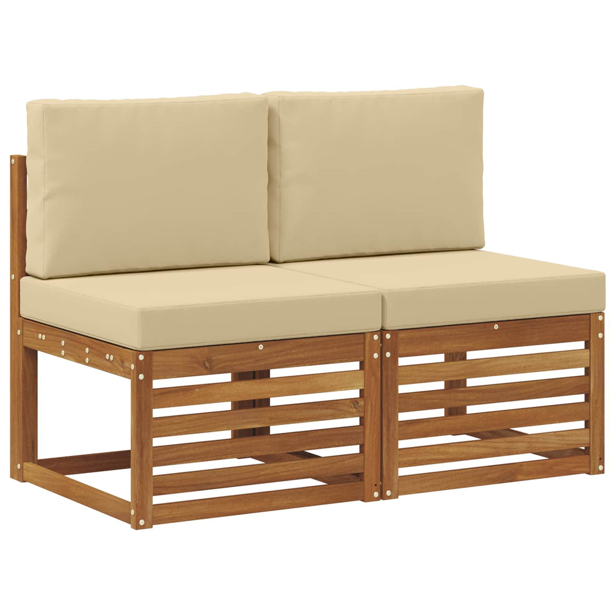 2 Stück Outdoor Mittelsofa Massivholz Akazie Natur