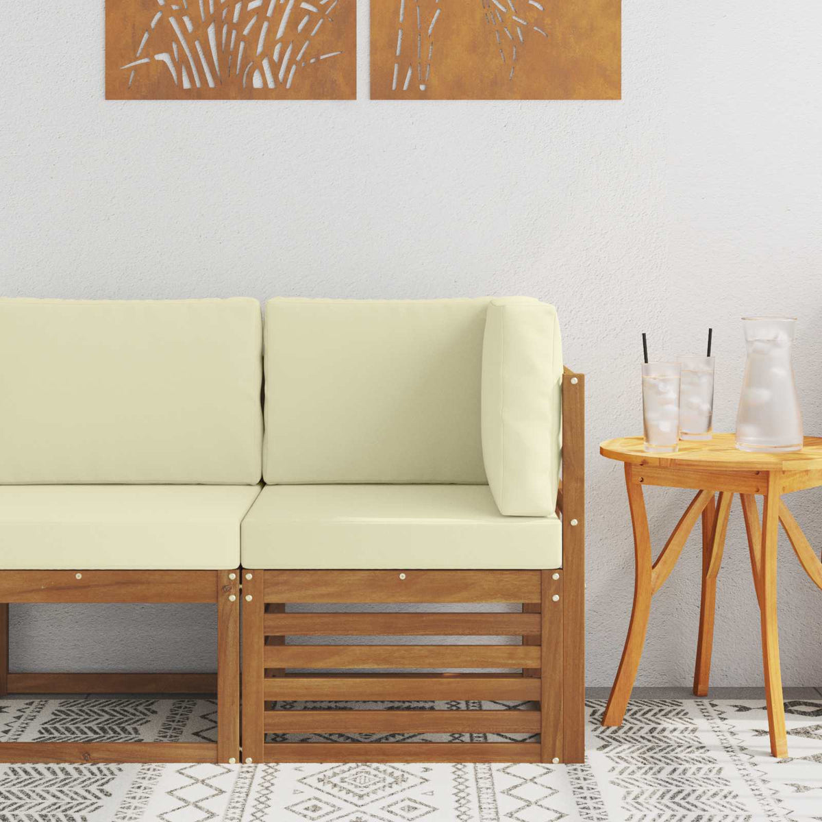 Outdoor Ecksofa Massivholz Akazie Natur