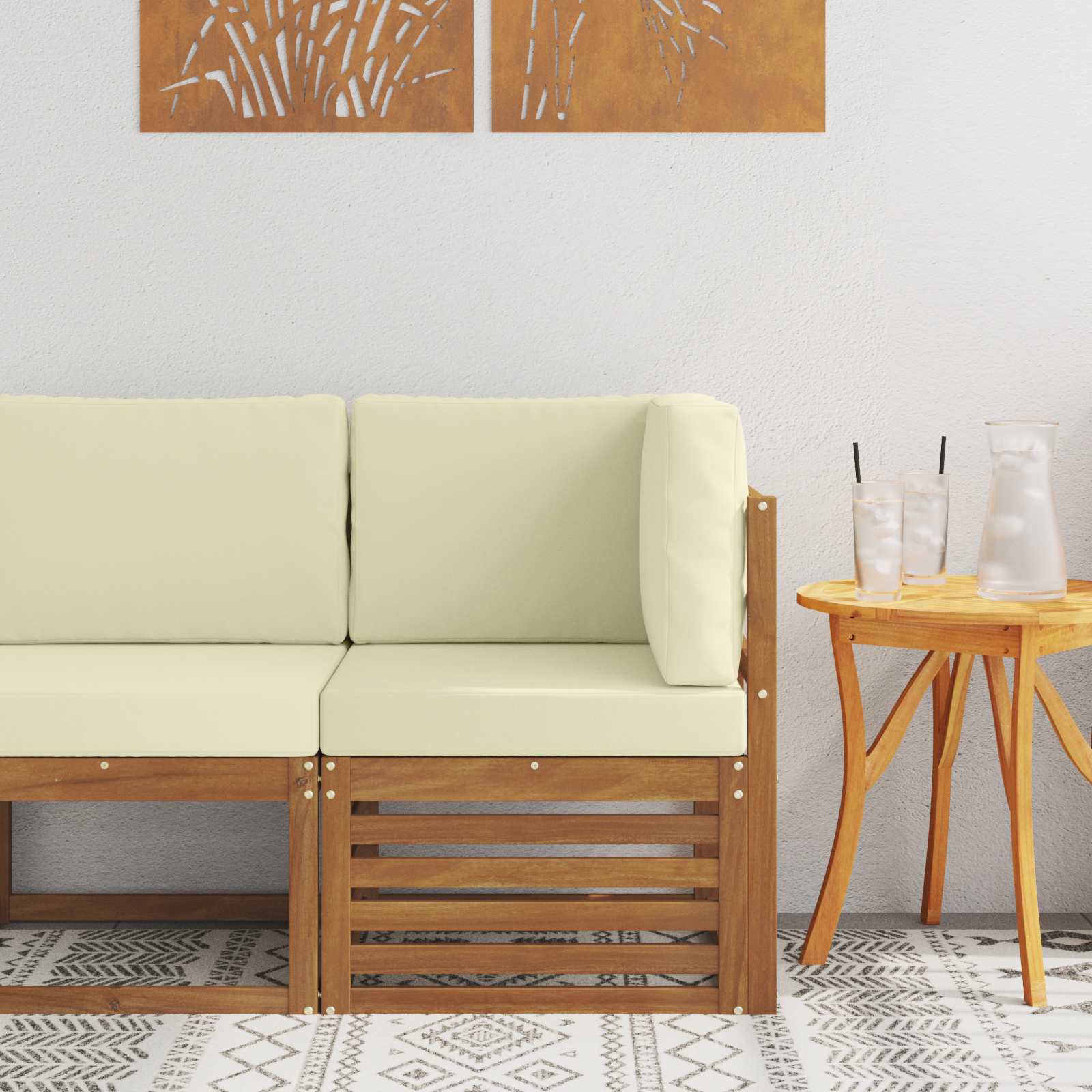 Outdoor Ecksofa Massivholz Akazie Natur