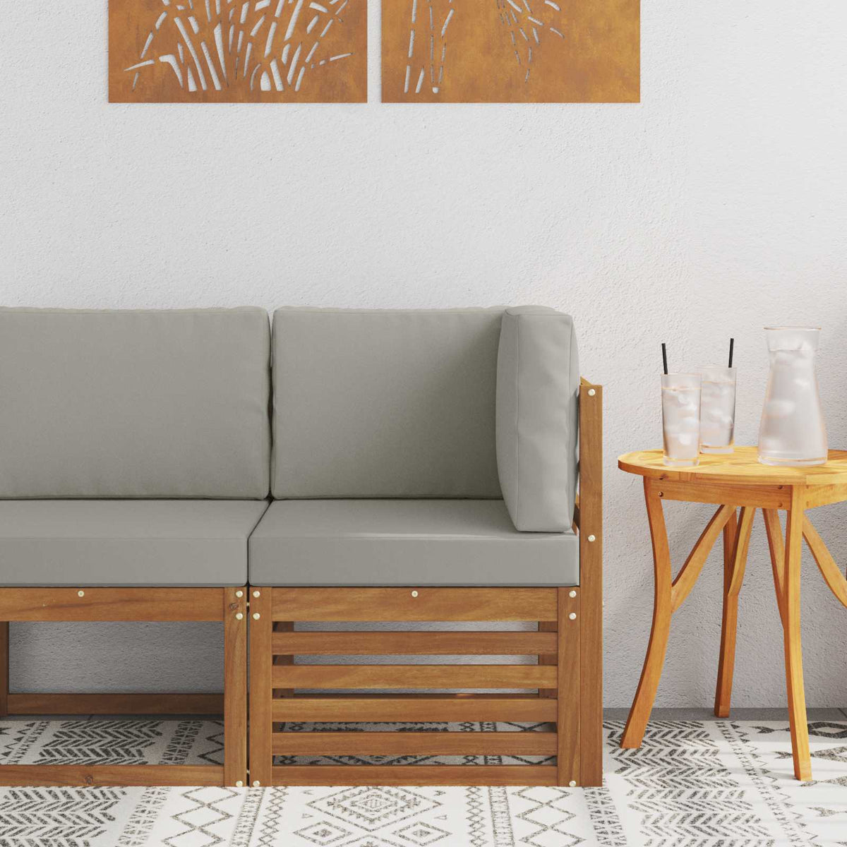 Outdoor Ecksofa Massivholz Akazie Natur