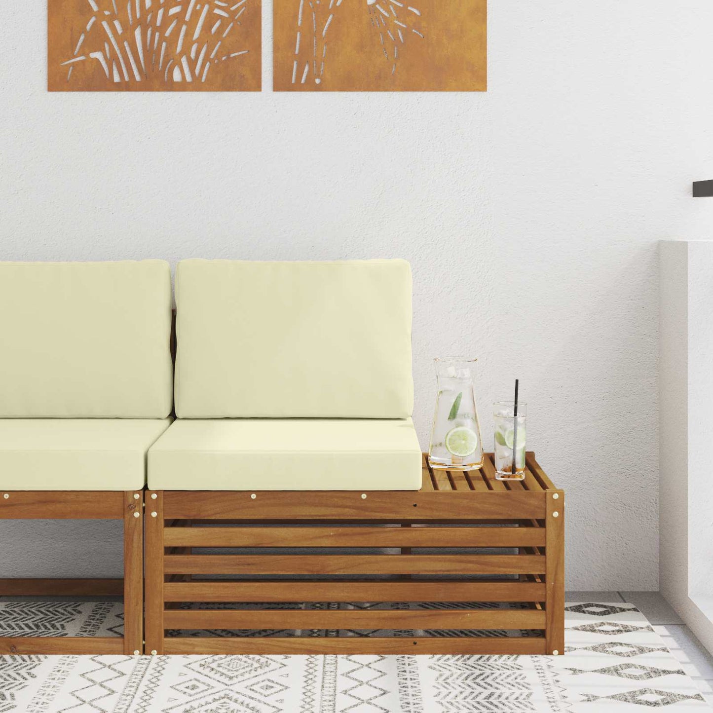 Outdoor Endsofa Natur 91 x 63 x 73 cm Massivholz Akazie