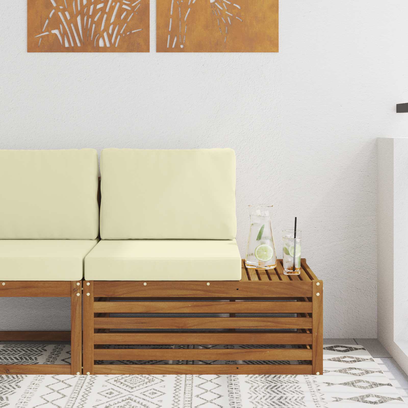 Outdoor Endsofa Natur 91 x 63 x 73 cm Massivholz Akazie
